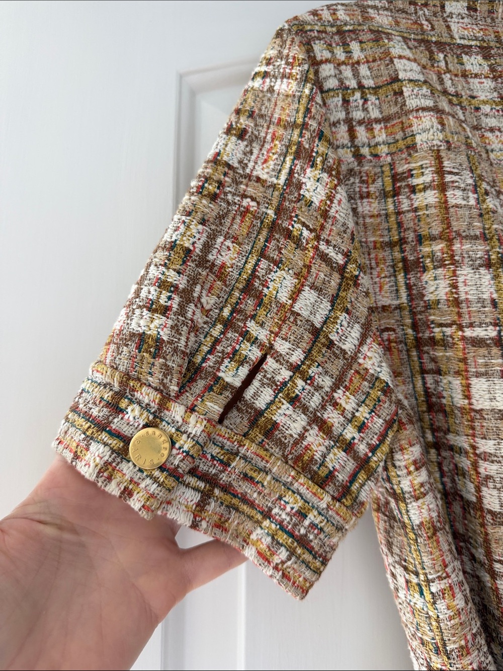 Sandro Multicolor Tweed Romper with Gold Hardware - Picture 10 of 12